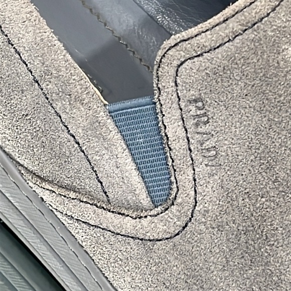 Prada Suede Leather Slip On Loafers Grey Blue size 41 - Picture 12 of 15